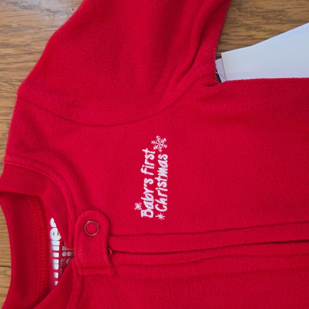 JAMMIES FOR FAMILIES 1ST CHRISTMAS FOOTED  INFANT BABY SLEEPER SIZE 3M
